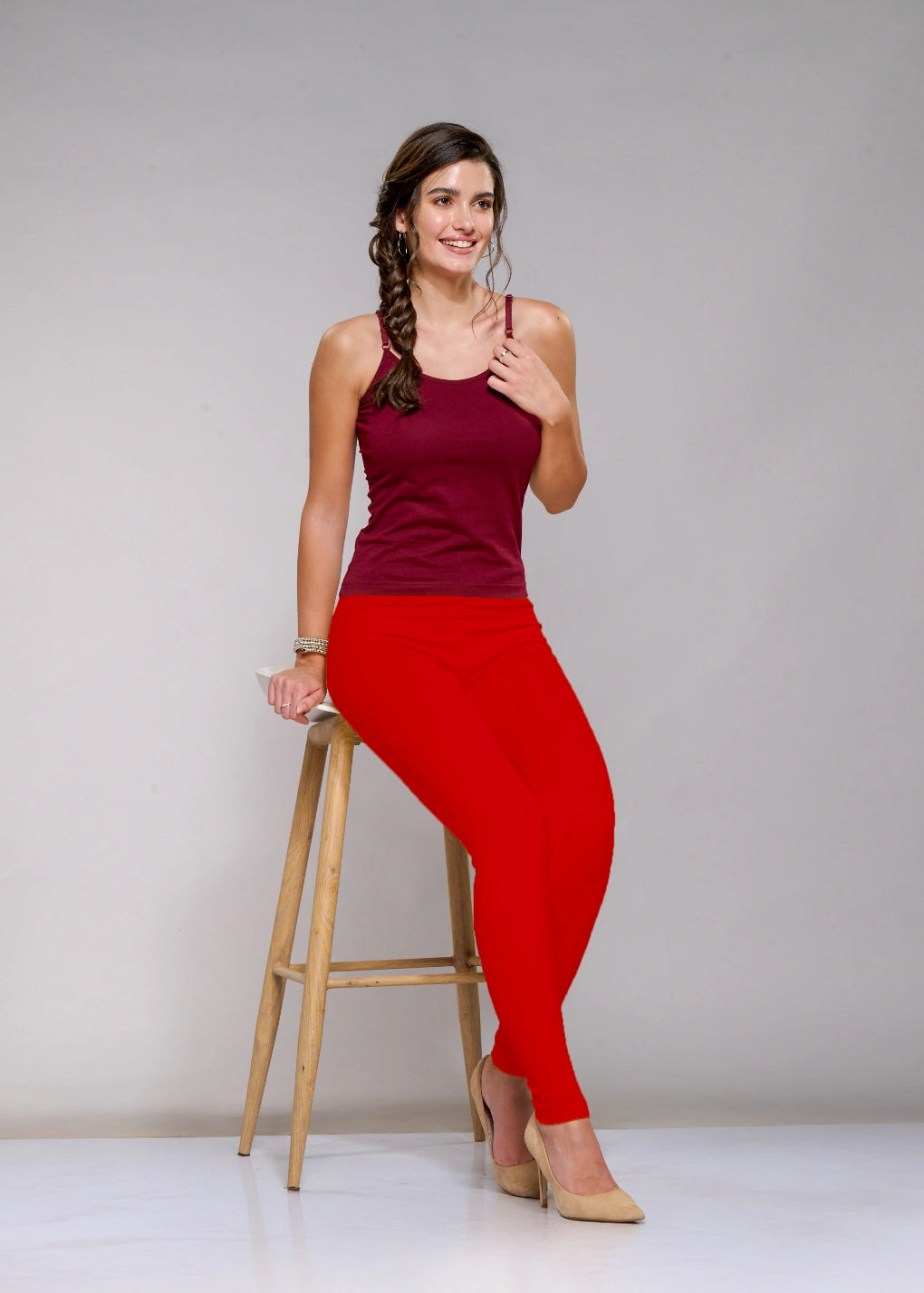 Ankle Leggings (Crimson Red)