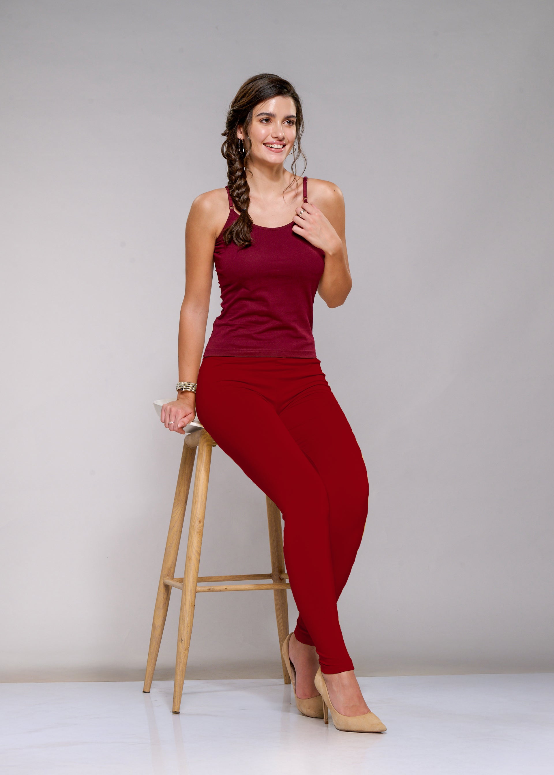 Ankle Leggings (Crimson Red)